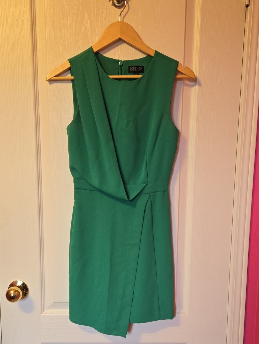 TOPSHOP Emerald Green Sleeveless Midi Sheath Dress